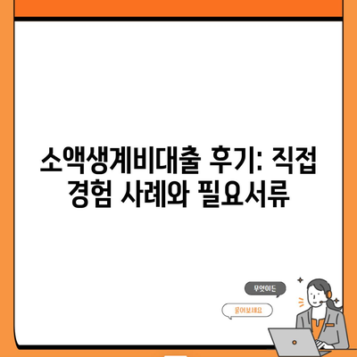 소액생계비대출 후기: 직접 경험 사례와 필요서류