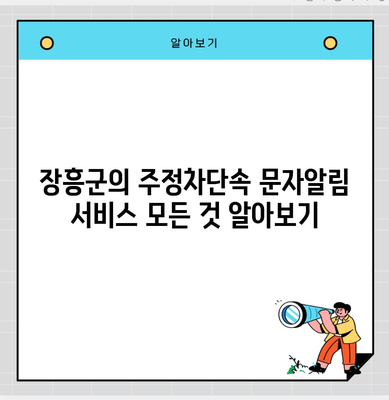 장흥군의 주정차단속 문자알림 서비스 모든 것 알아보기