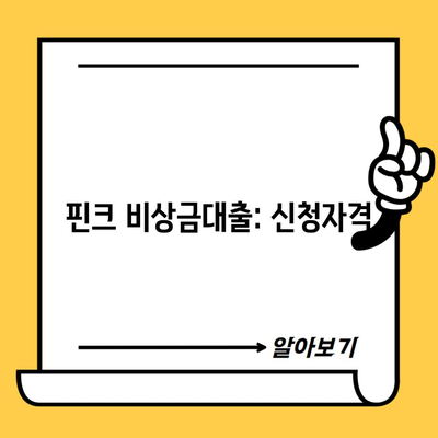 핀크 비상금대출: 신청자격