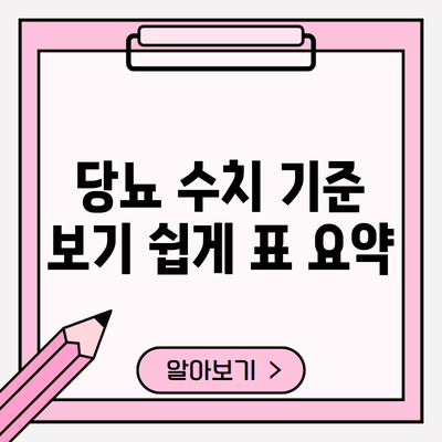 당뇨 수치 기준 보기 쉽게 표 요약