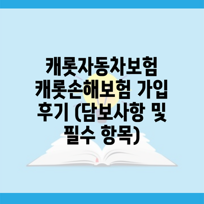 캐롯자동차보험 캐롯손해보험 가입 후기 (담보사항 및 필수 항목)