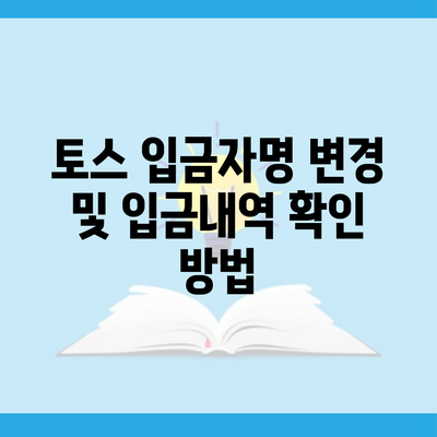 토스 입금자명 변경 및 입금내역 확인 방법