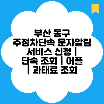 부산 동구 주정차단속 문자알림 서비스 신청 | 단속 조회 | 어플 | 과태료 조회