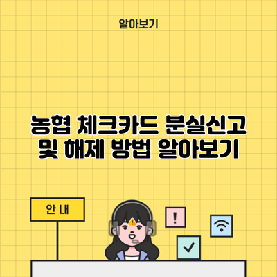 농협 체크카드 분실신고 및 해제 방법 알아보기