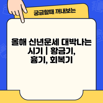 올해 신년운세 대박나는 시기 | 황금기, 흉기, 회복기