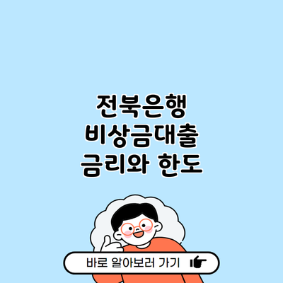 전북은행 비상금대출 금리와 한도