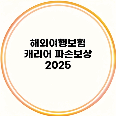 해외여행보험 캐리어 파손보상 2025