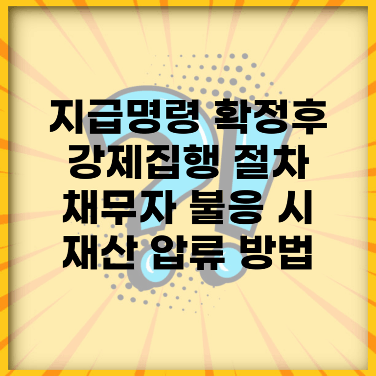 지급명령 확정후 강제집행 절차 | 채무자 불응 시 재산 압류 방법