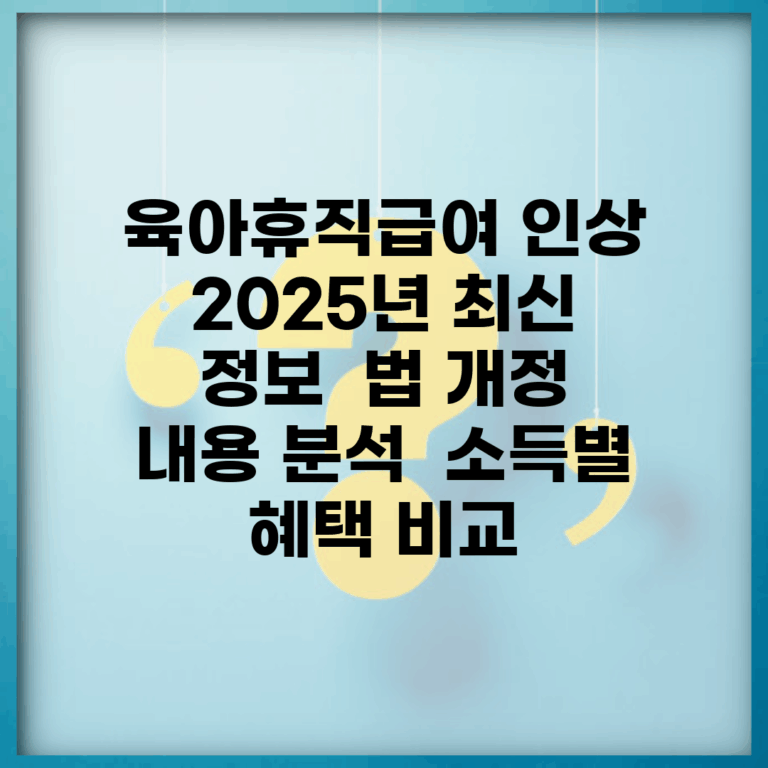 육아휴직급여 인상 2025년 최신 정보 | 법 개정 내용 분석 | 소득별 혜택 비교