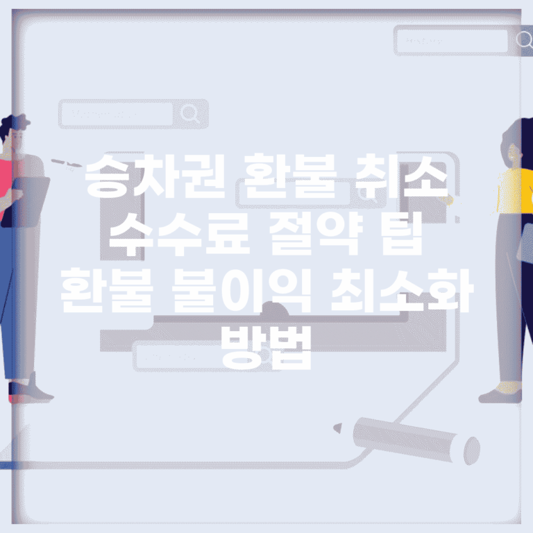 승차권 환불 취소 수수료 절약 팁 | 환불 불이익 최소화 방법