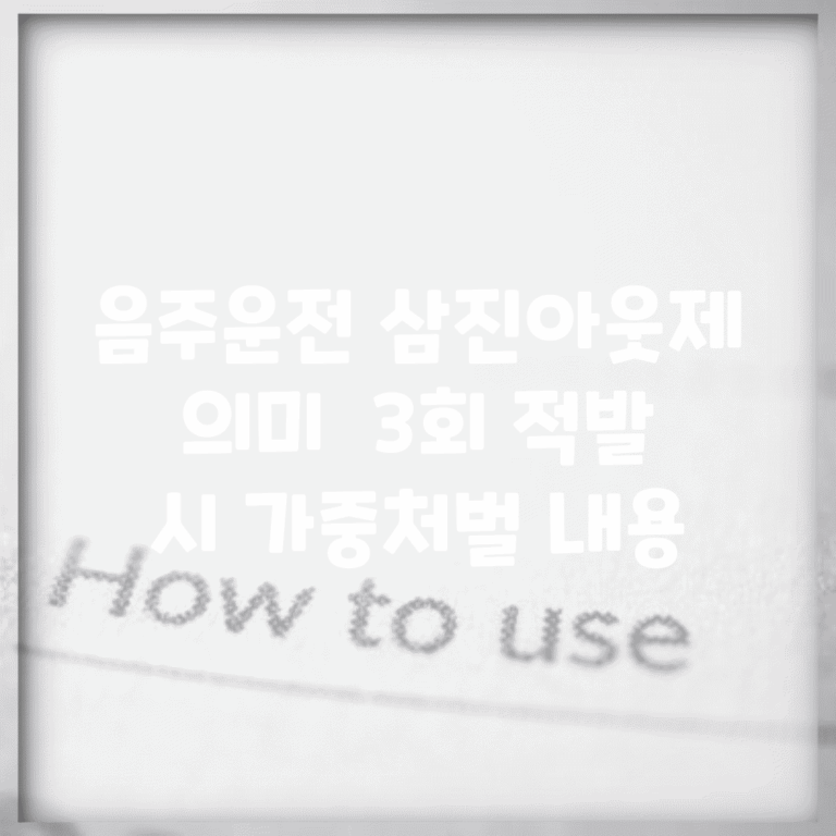 음주운전 삼진아웃제 의미 | 3회 적발 시 가중처벌 내용