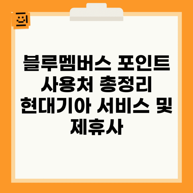 블루멤버스 포인트 사용처 총정리 | 현대/기아 서비스 및 제휴사