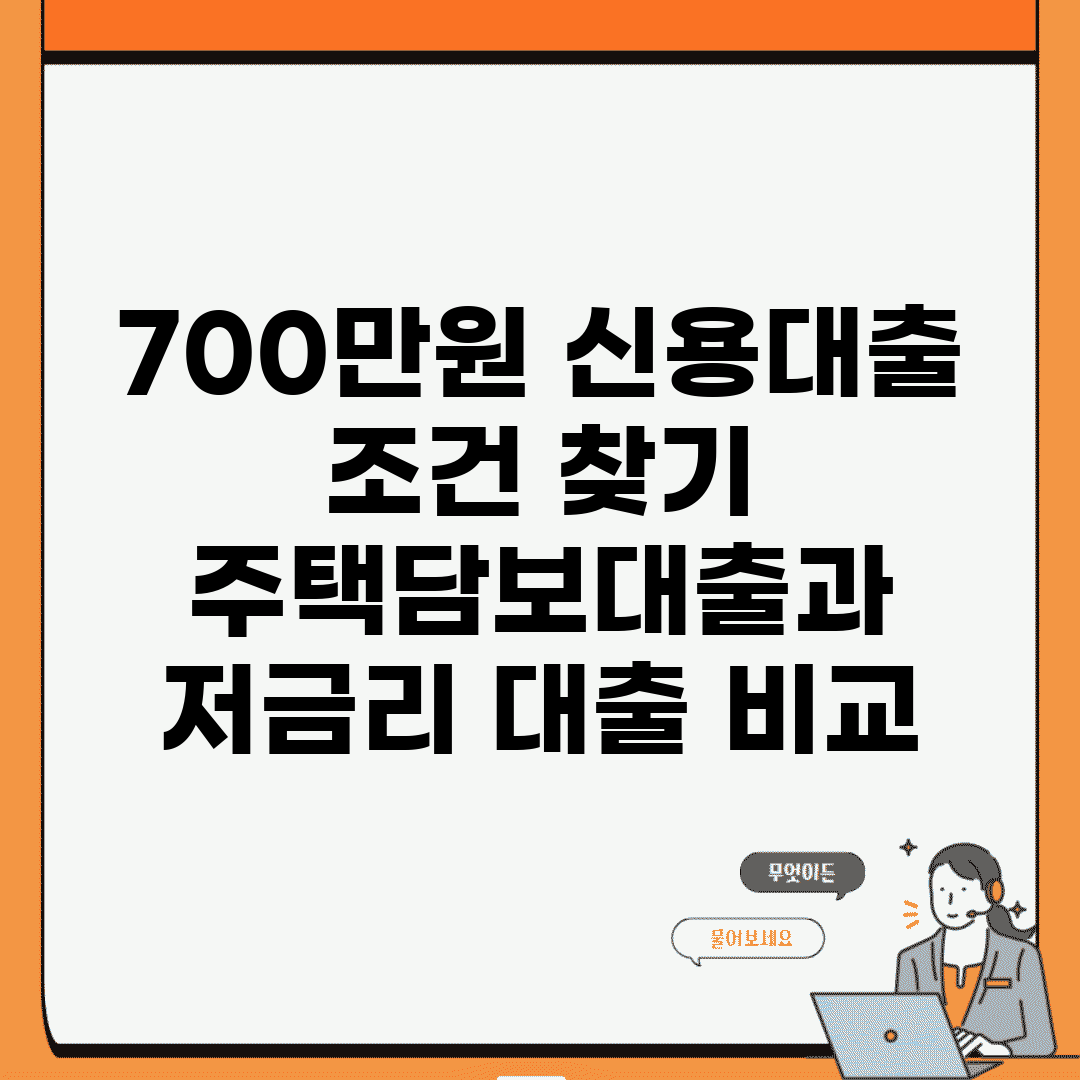 700만원 신용대출 조건 찾기 | 주택담보대출과 저금리 대출 비교