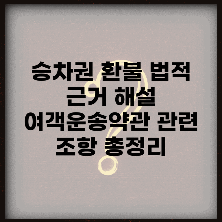 승차권 환불 법적 근거 해설 | 여객운송약관 관련 조항 총정리