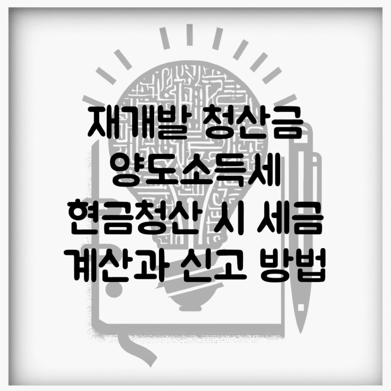 재개발 청산금 양도소득세 | 현금청산 시 세금 계산과 신고 방법