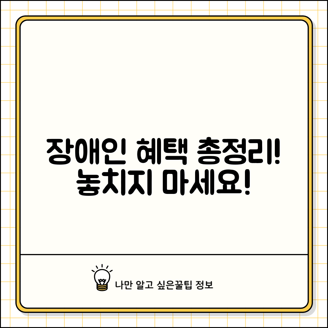 장애인 혜택 총정리 완벽 가이드 | 교통비 할인부터 세금 감면까지 받을 수 있는 모든 혜택