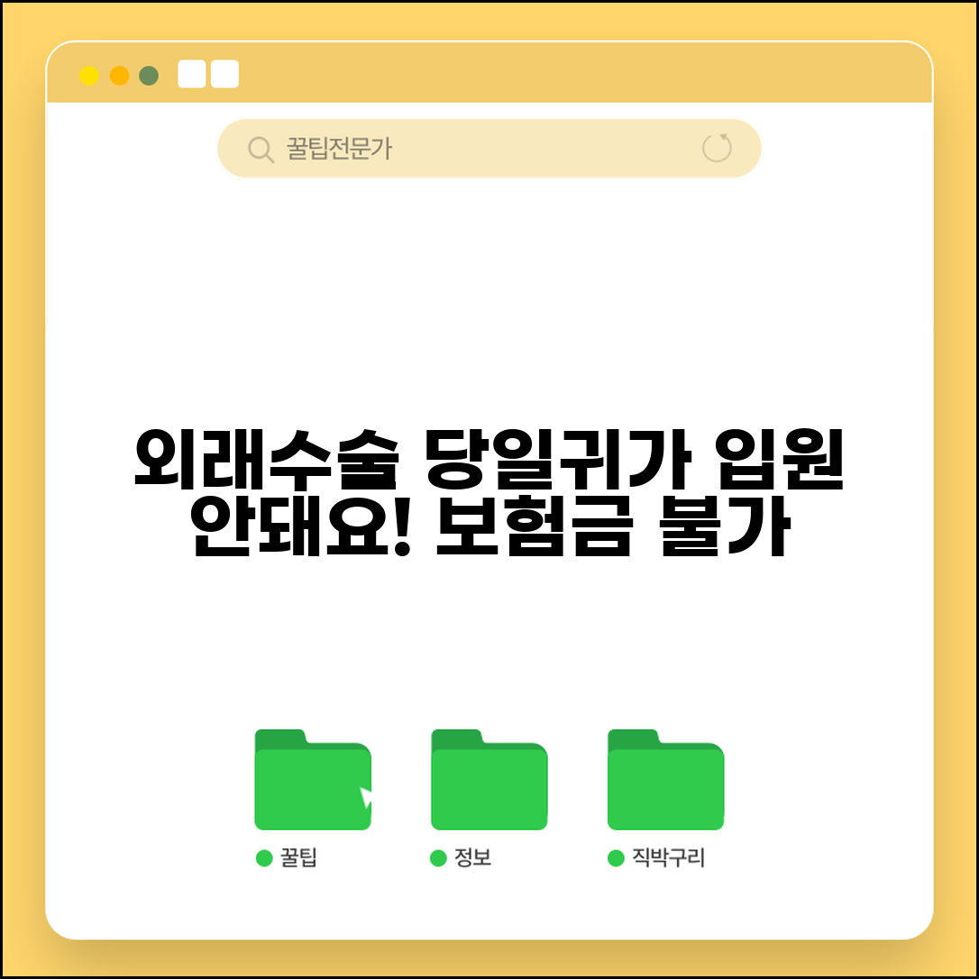 외래 수술 당일 귀가 입원 인정 안됨 | 데이케어 외래 수술 입원보험금 불가