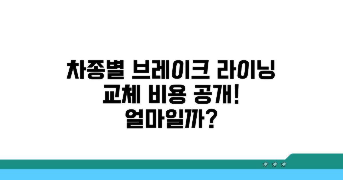 차종별 브레이크 라이닝 교체 비용