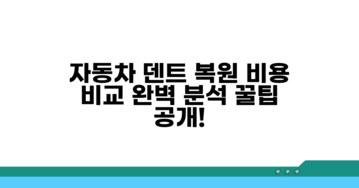 자동차 덴트 복원 비용 상세 비교