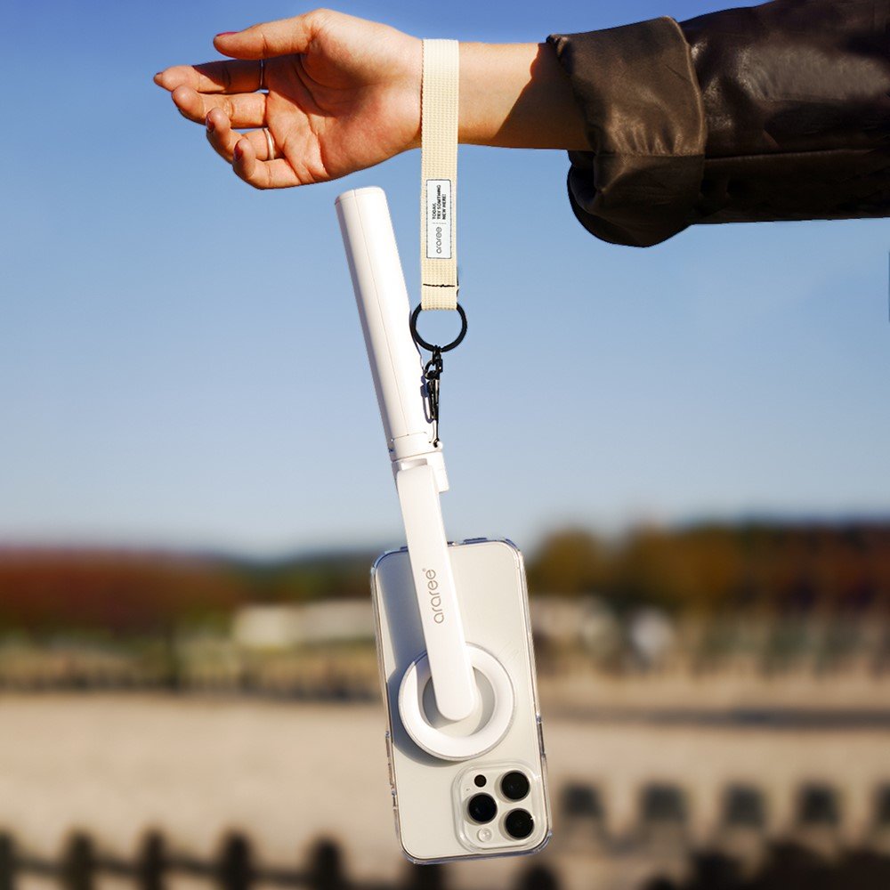 아라리 맥세이프 셀카봉 삼각대 블루투스 리모컨 맥피 포드 화이트 상세 이미지 2