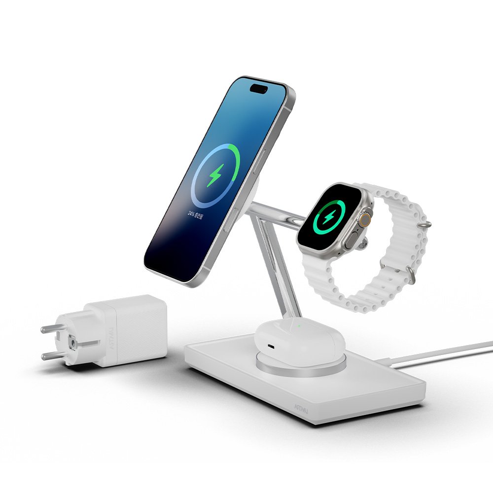 3in1 애플 MFM 듀얼 맥세이프 고속 무선 충전기 MC410 블랙 상세 이미지 1