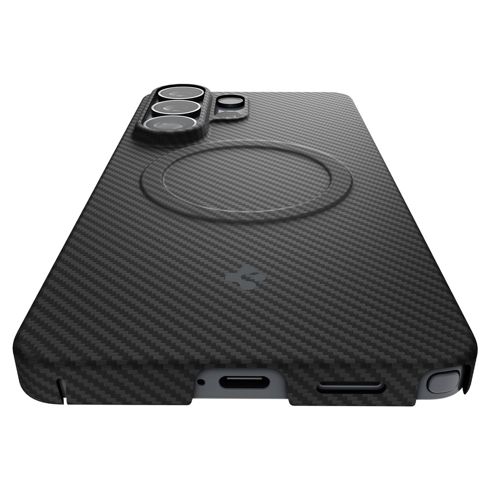 Qi2 25W 인증 갤럭시 맥세이프 케이스 초슬림 카본 에어스킨아라미드 맥핏 갤럭시S26 울트라, 아라미드, 블랙 상세 이미지 1