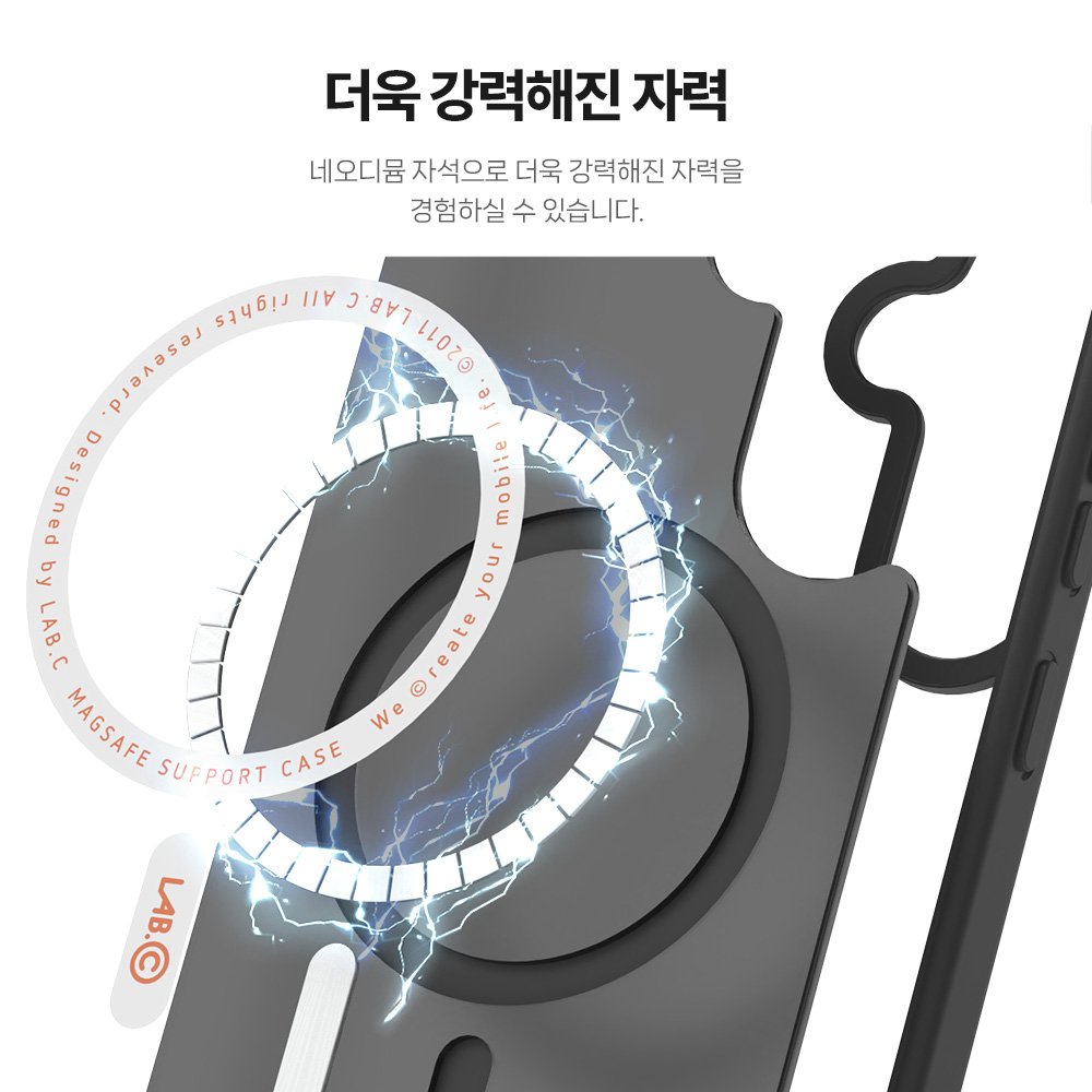랩씨 맥세이프 마그넷 케이스 지문방지 강력한 자력 매트블랙, 갤럭시S24-S25 공용 상세 이미지 2