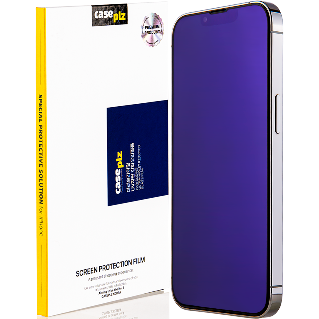 파리슬라이딩 시력보호강화유리 액정필름 풀커버UV차단 블루라이트필름 아이폰15 프로 맥스, 1매입 상세 이미지 1