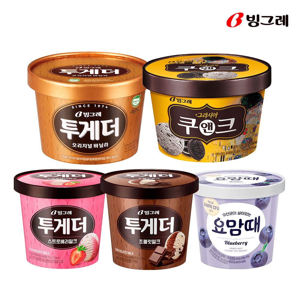 빙그레 BEST 파인트 아이스크림 혼합 구성(5개) 상세 이미지 1