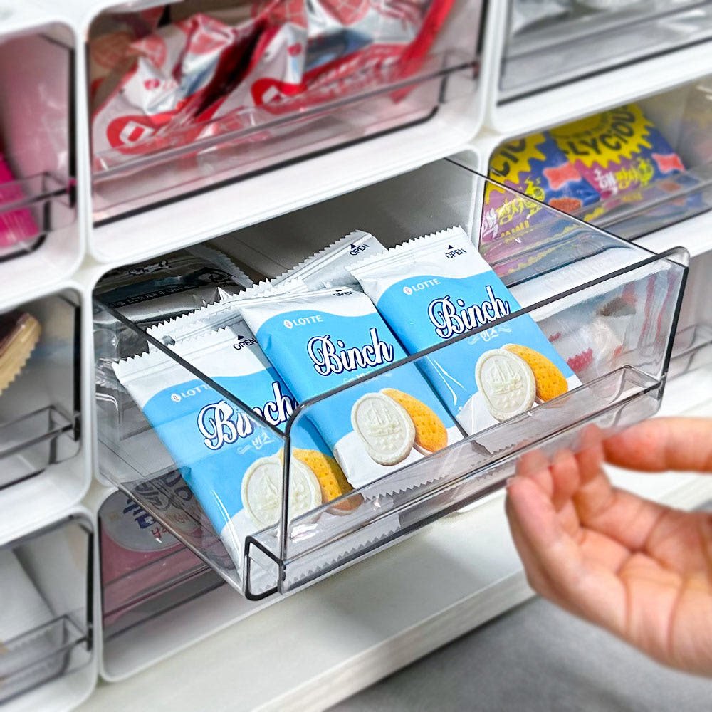 다용도정리함 과자간식보관함 탕비실티백정리함 팬트리적층수납함 적층형슬라이딩서랍 틈새수납중형 상세 이미지 1