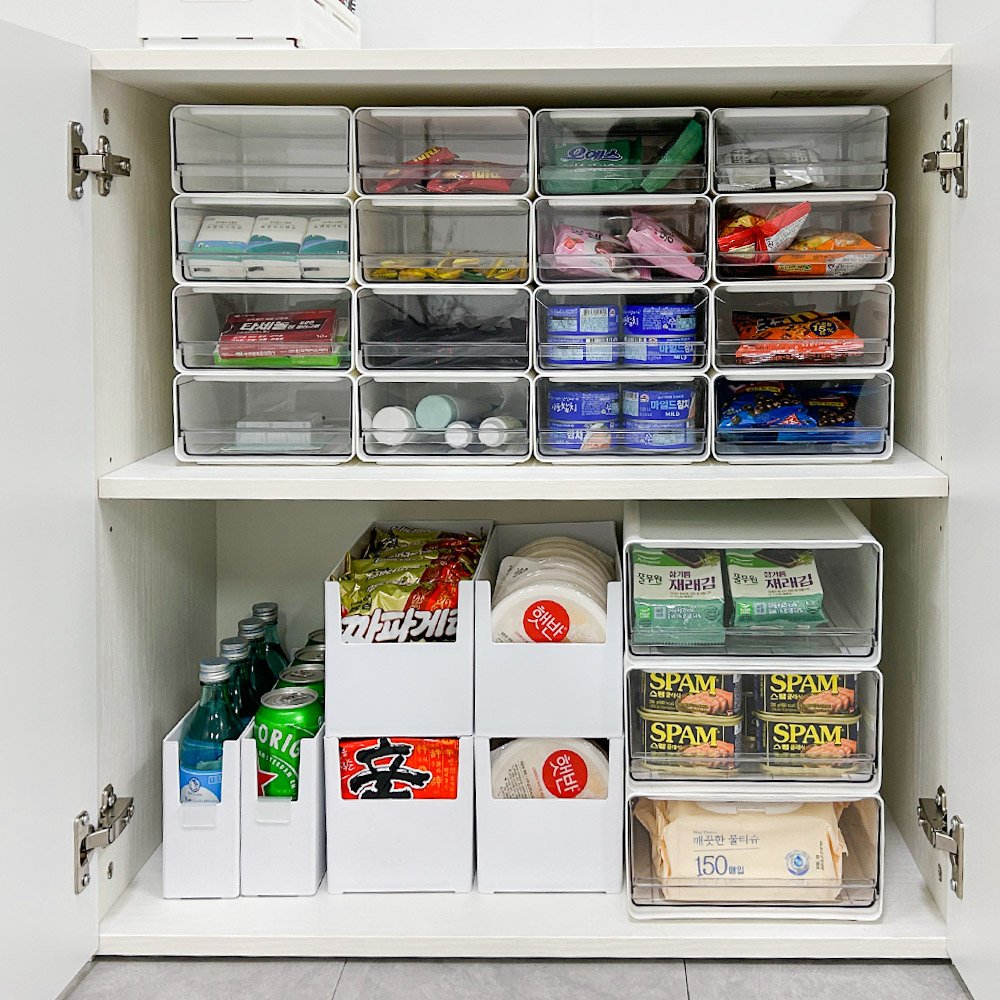 다용도정리함 과자간식보관함 탕비실티백정리함 팬트리적층수납함 적층형슬라이딩서랍 틈새수납중형 상세 이미지 2