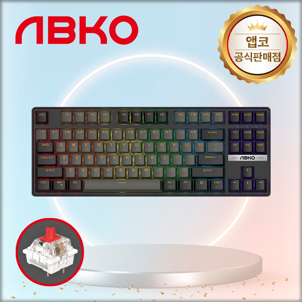 앱코 K480 교체축 게이밍 기계식 텐키리스 키보드 젠틀맨, 적축, 45g 상세 이미지 1