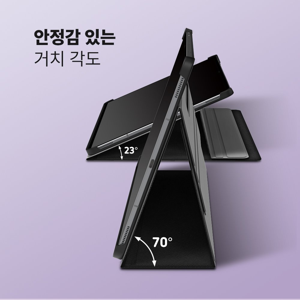 랩씨 스마트 북커버 슬림핏 케이스 사피아노 블랙, 갤럭시 탭 S9+-S9 FE+-S10+ 상세 이미지 2