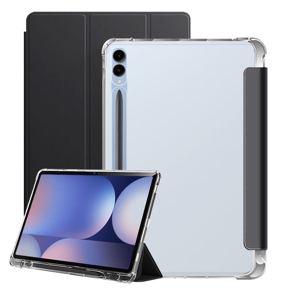 갤럭시탭 S9 FE 플러스 케이스 투명 S펜 수납 스마트 커버 폴리오 블랙, 탭 S9 FE+/S9+ 상세 이미지 1
