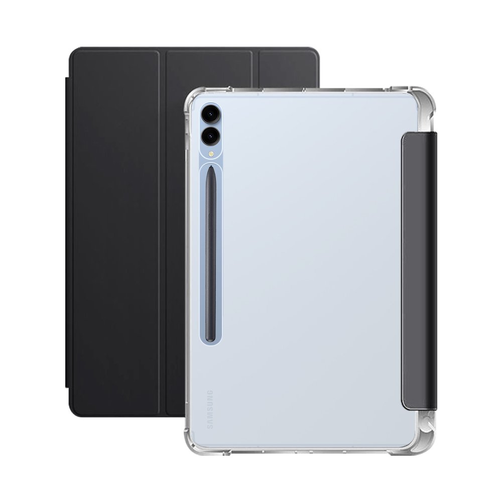 갤럭시탭 S9 FE 플러스 케이스 투명 S펜 수납 스마트 커버 폴리오 블랙, 탭 S9 FE+/S9+ 상세 이미지 1
