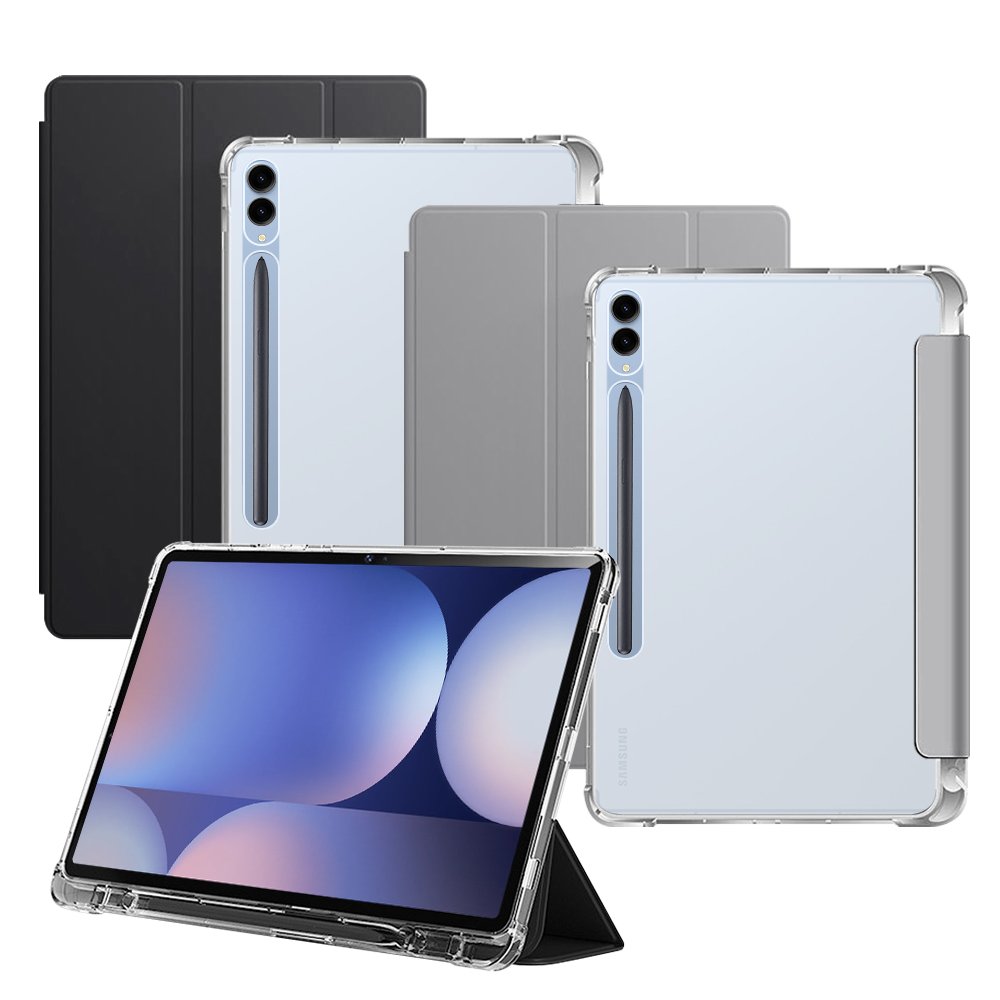 갤럭시탭 S9 FE 플러스 케이스 투명 S펜 수납 스마트 커버 폴리오 블랙, 탭 S9 FE+/S9+ 상세 이미지 2