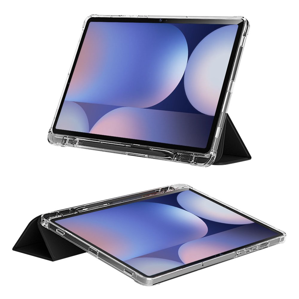 갤럭시탭 S9 FE 플러스 케이스 투명 S펜 수납 스마트 커버 폴리오 블랙, 탭 S9 FE+/S9+ 상세 이미지 2